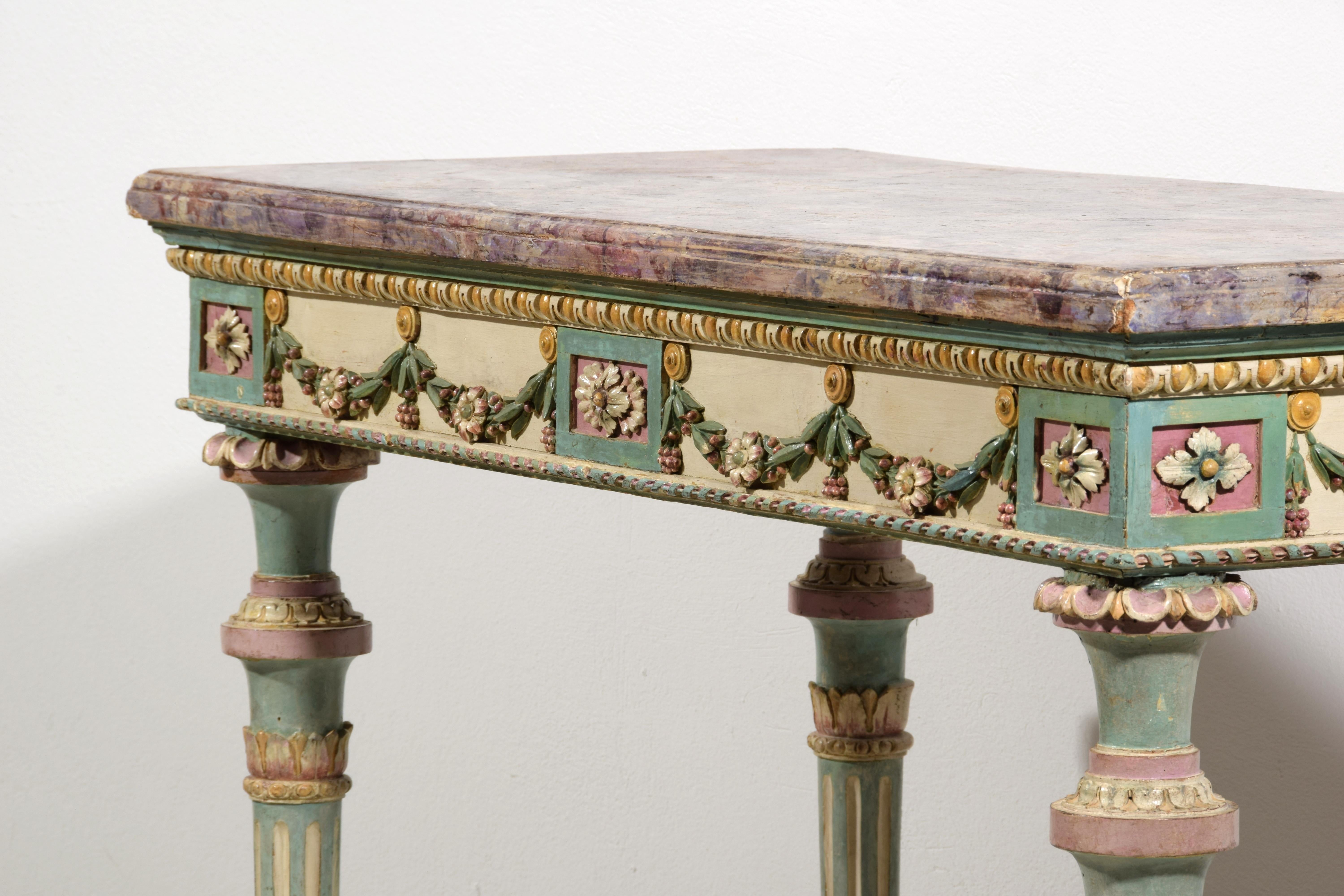 18th Century, Italian Neoclassical Lacquered Wood Console For Sale 14