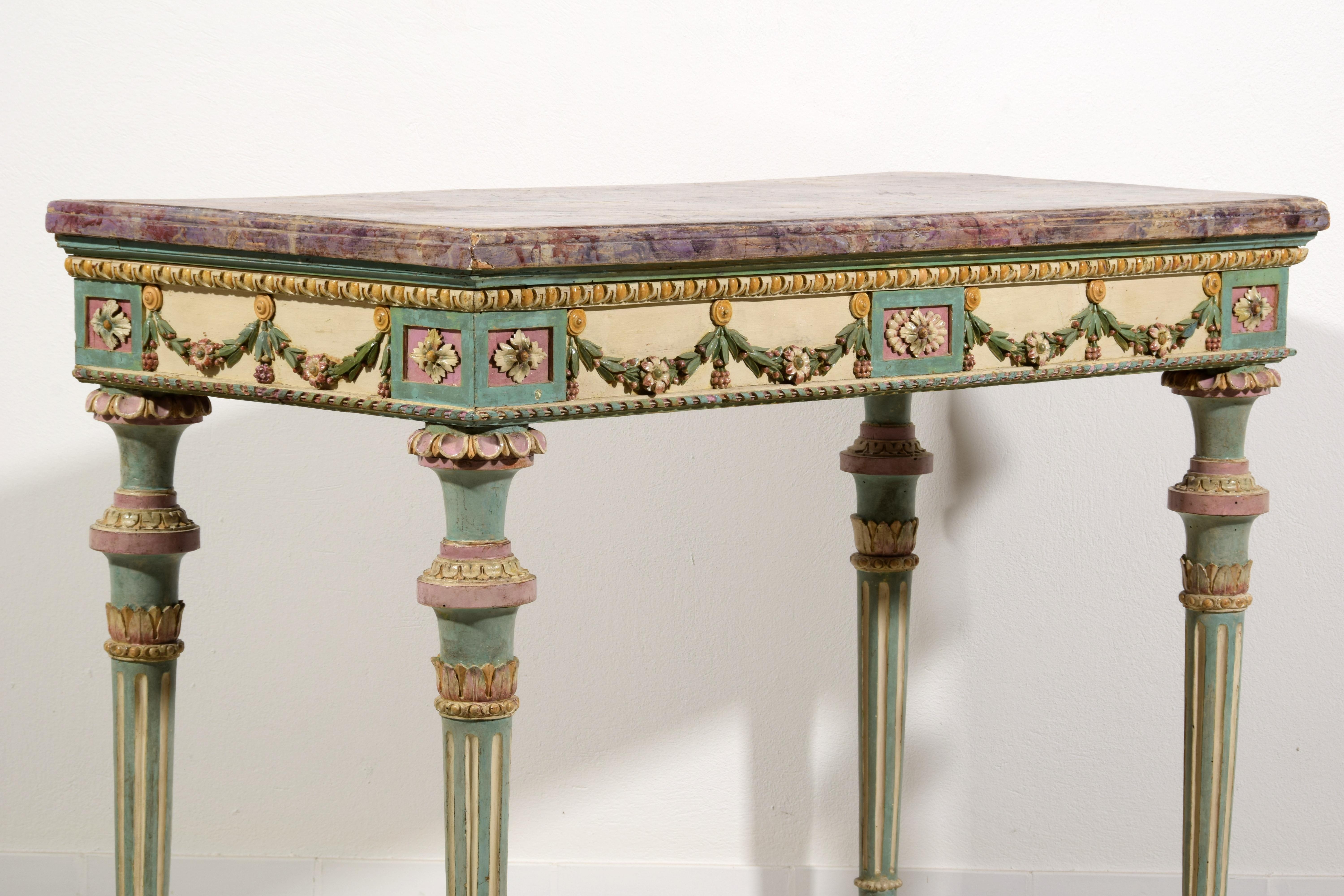 18th Century, Italian Neoclassical Lacquered Wood Console For Sale 16