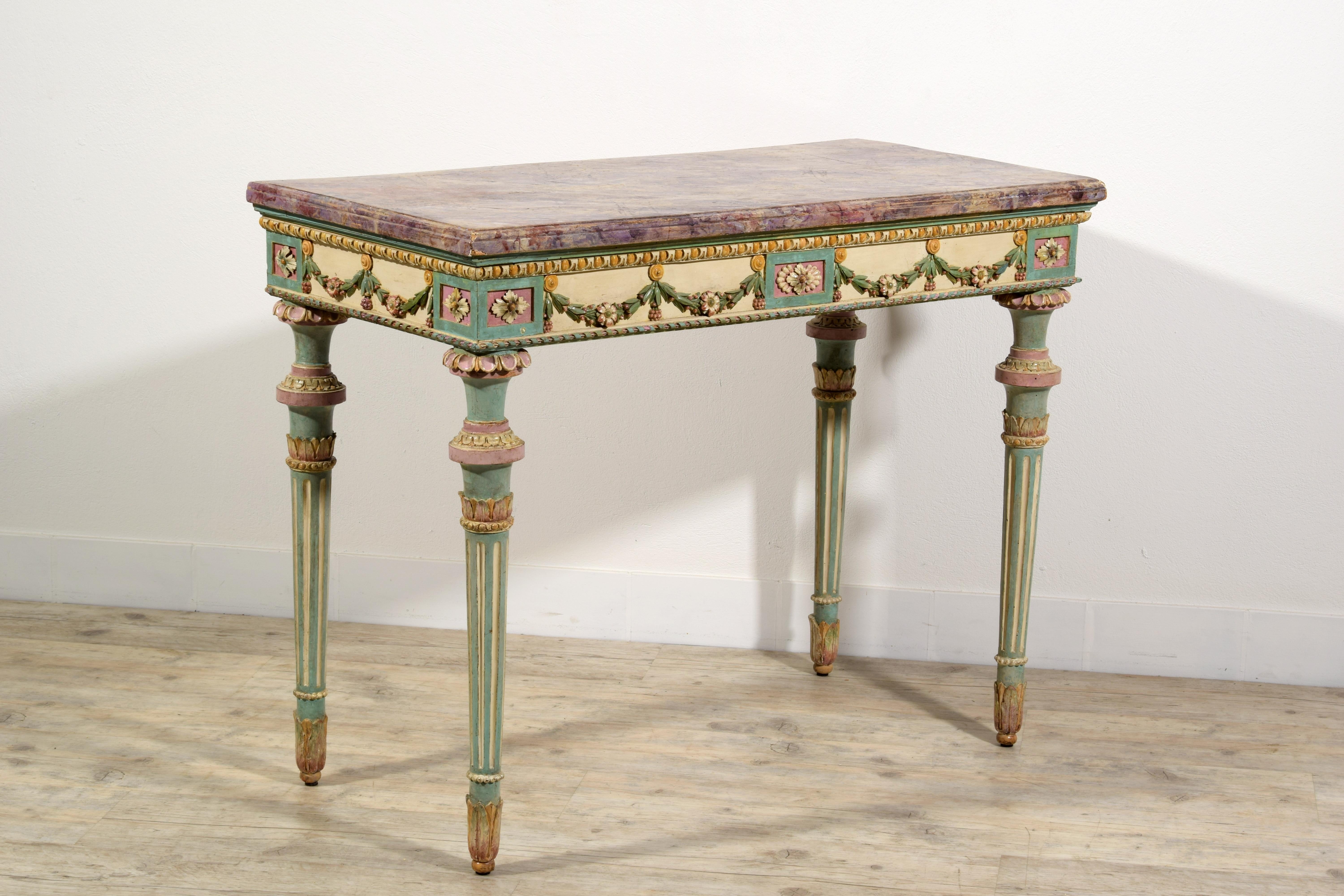 18th Century, Italian Neoclassical Lacquered Wood Console For Sale 1
