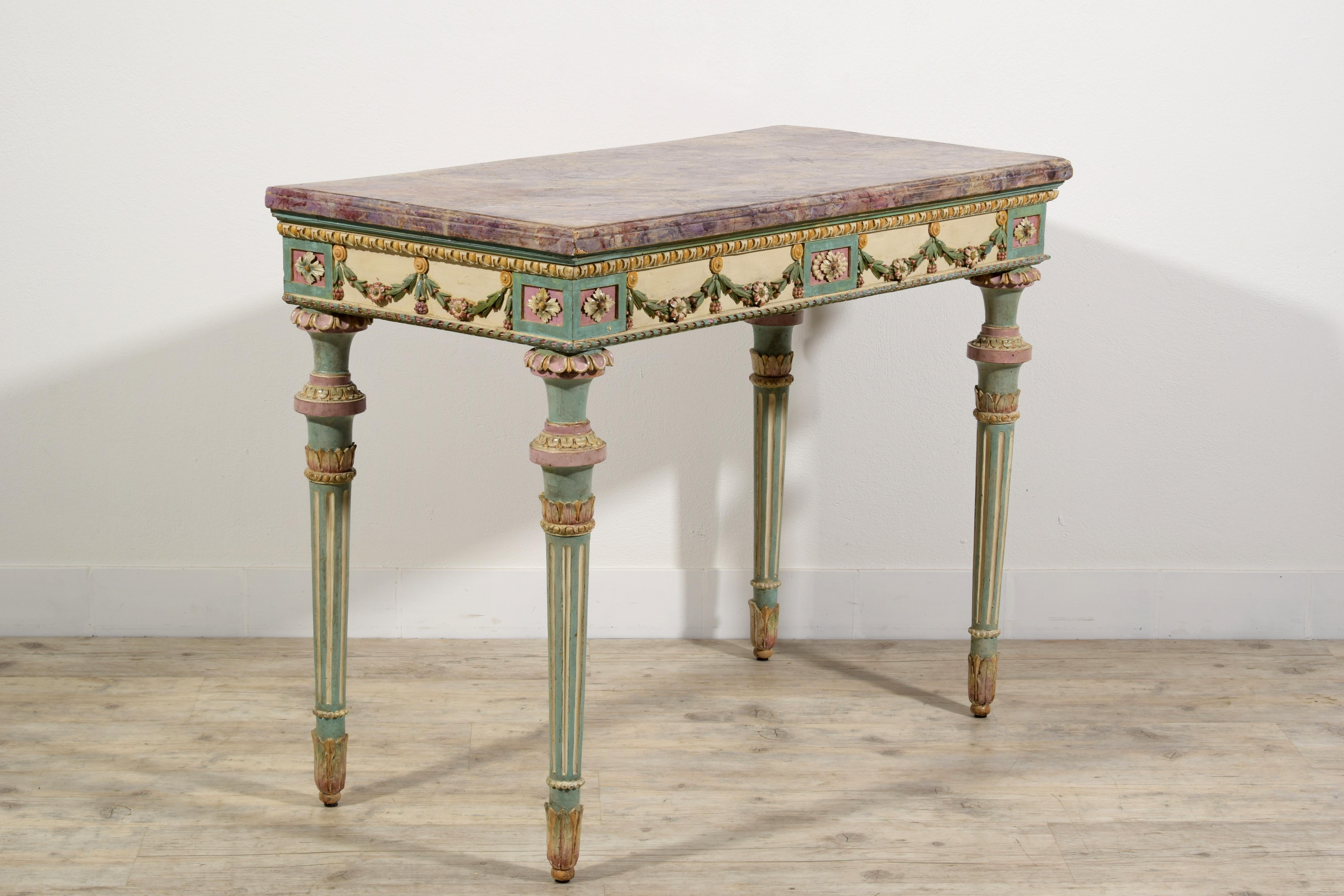 18th Century, Italian Neoclassical Lacquered Wood Console For Sale 2