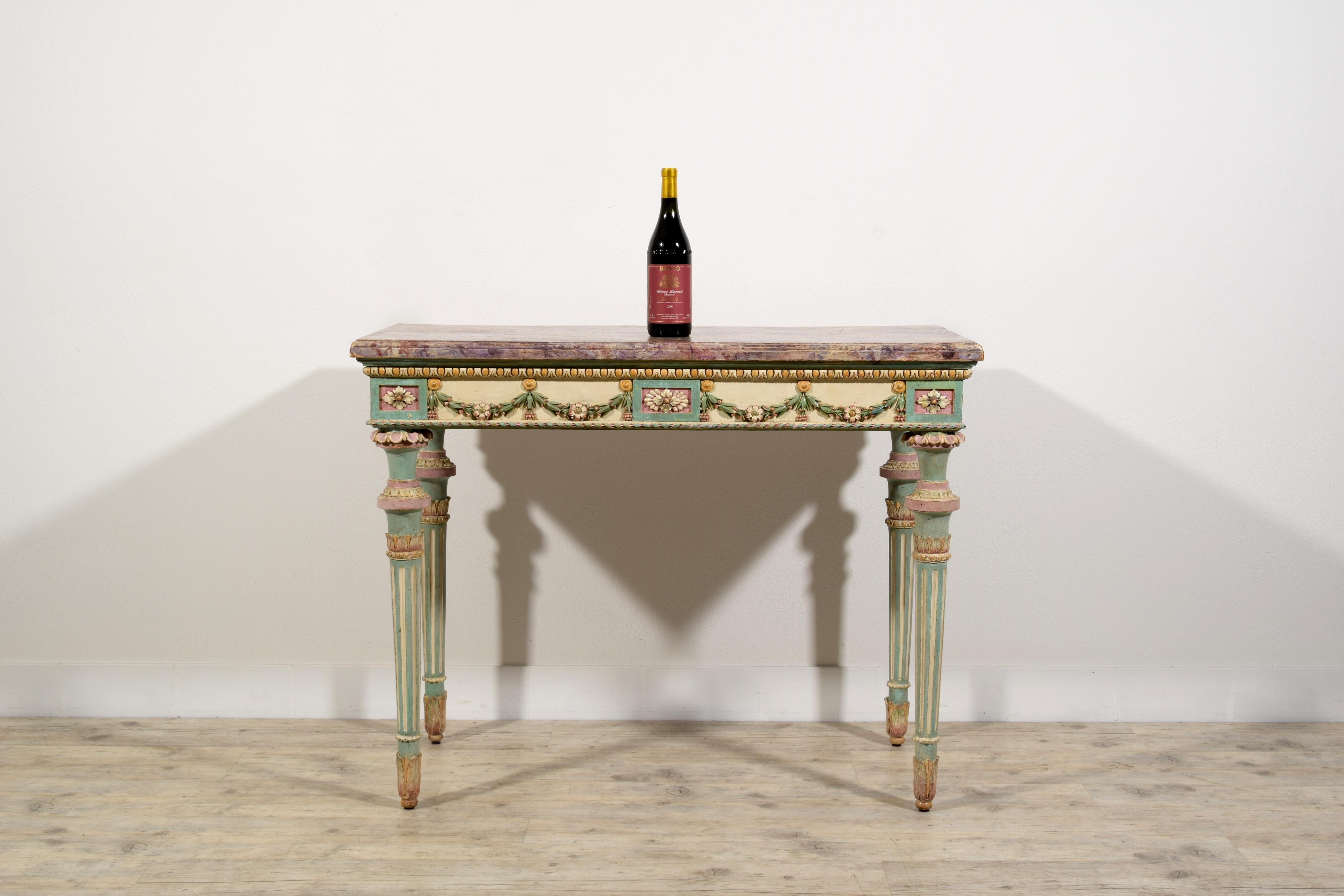 18th Century, Italian Neoclassical Lacquered Wood Console For Sale 3