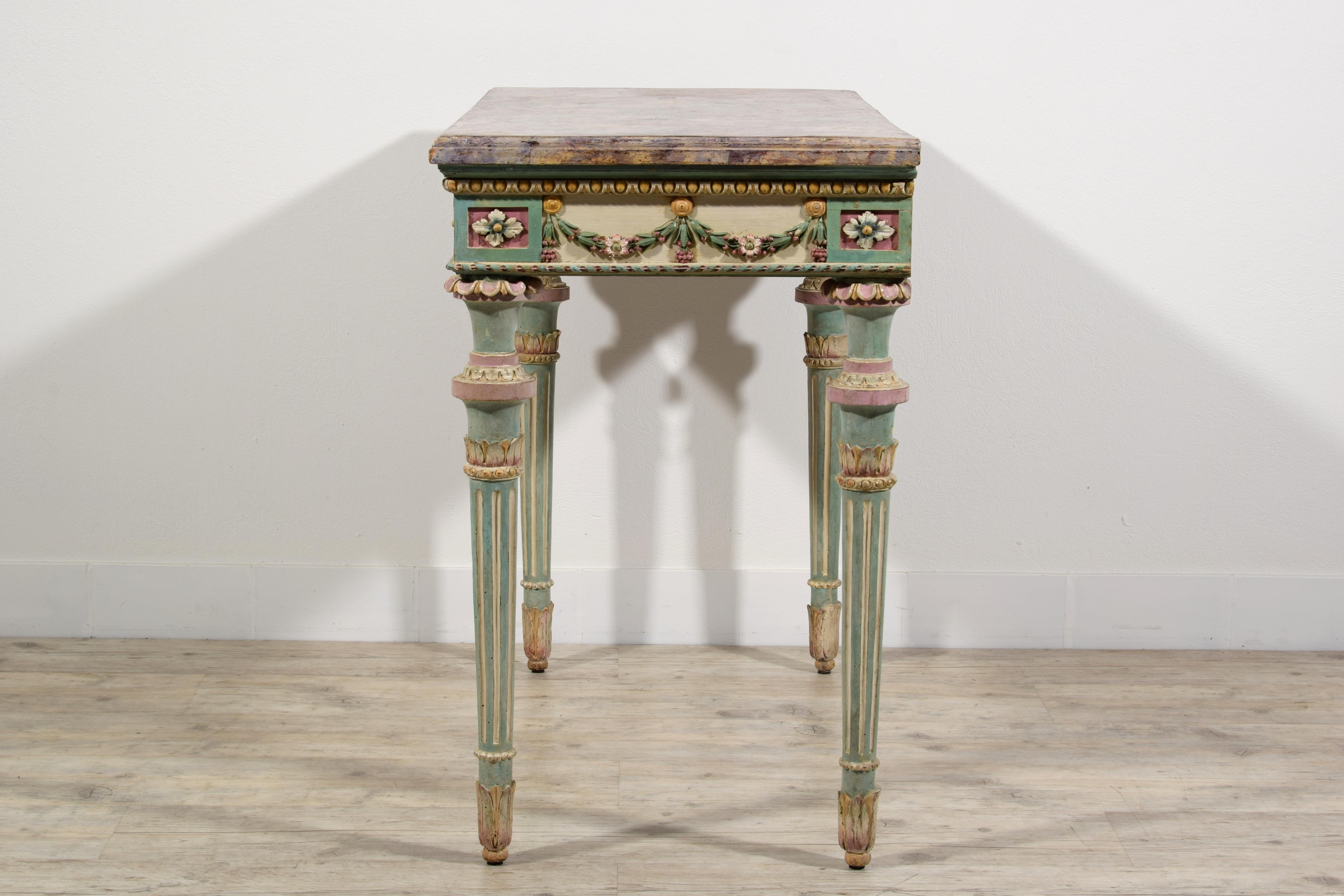 18th Century, Italian Neoclassical Lacquered Wood Console For Sale 5