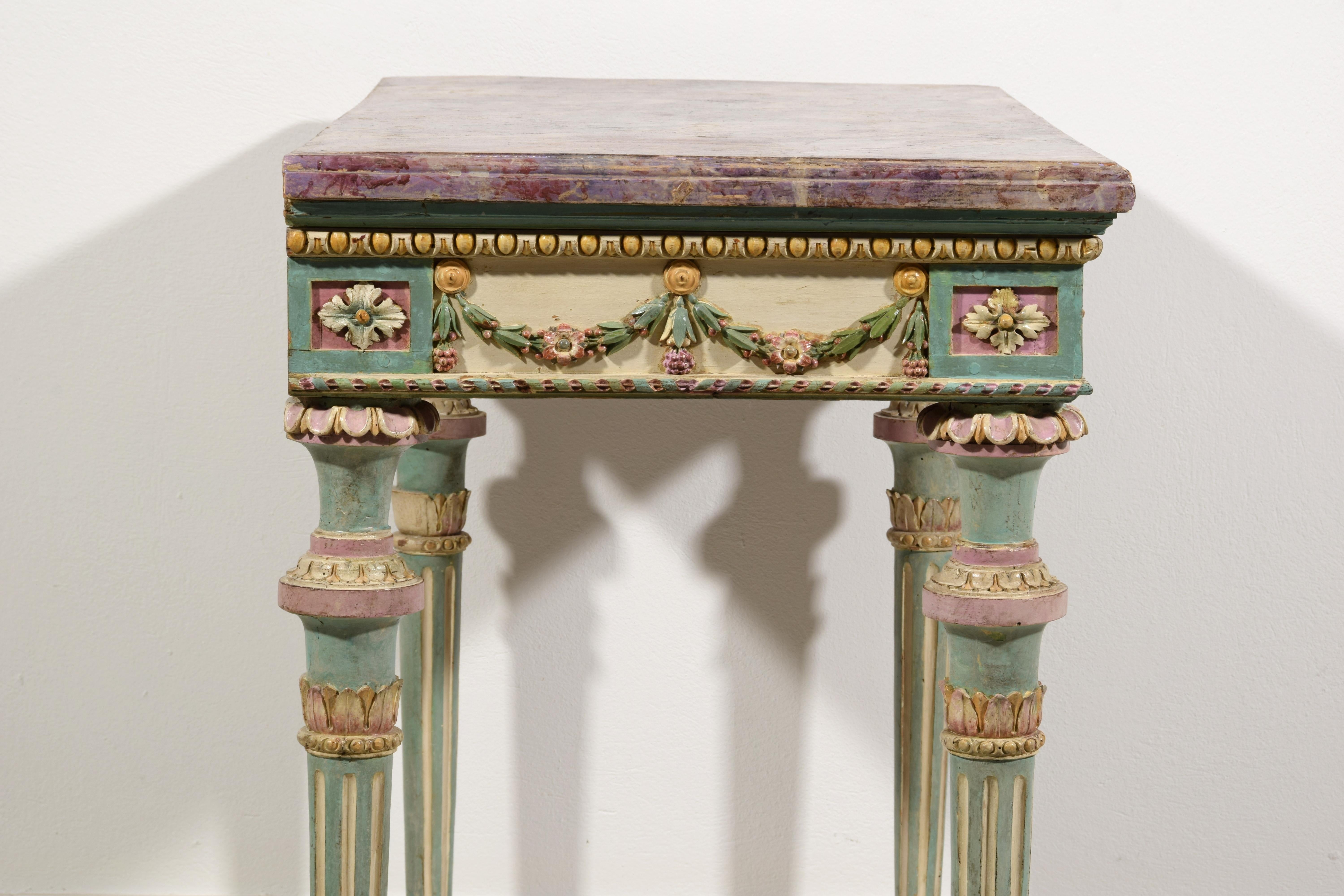 18th Century, Italian Neoclassical Lacquered Wood Console For Sale 6