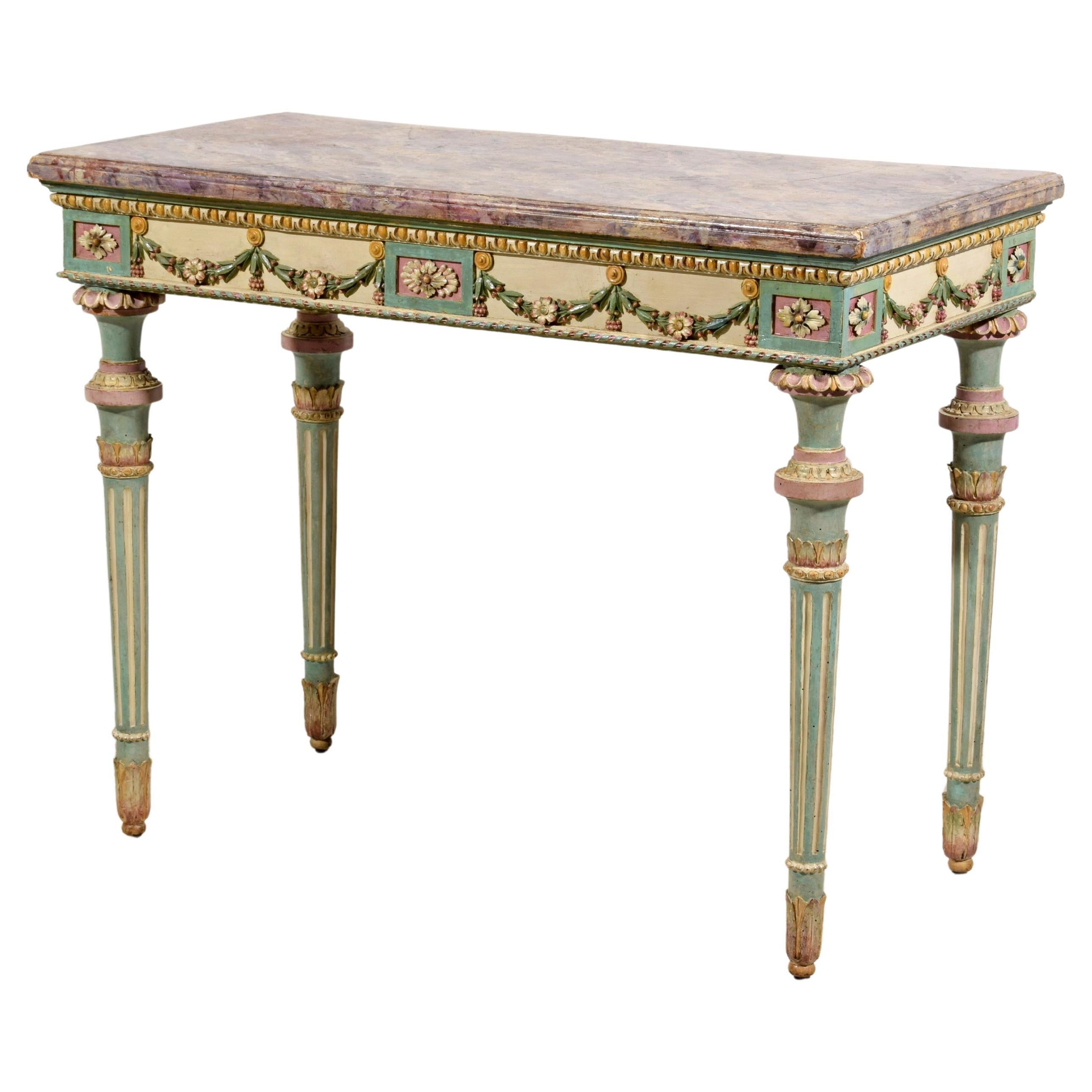 18th Century, Italian Neoclassical Lacquered Wood Console For Sale