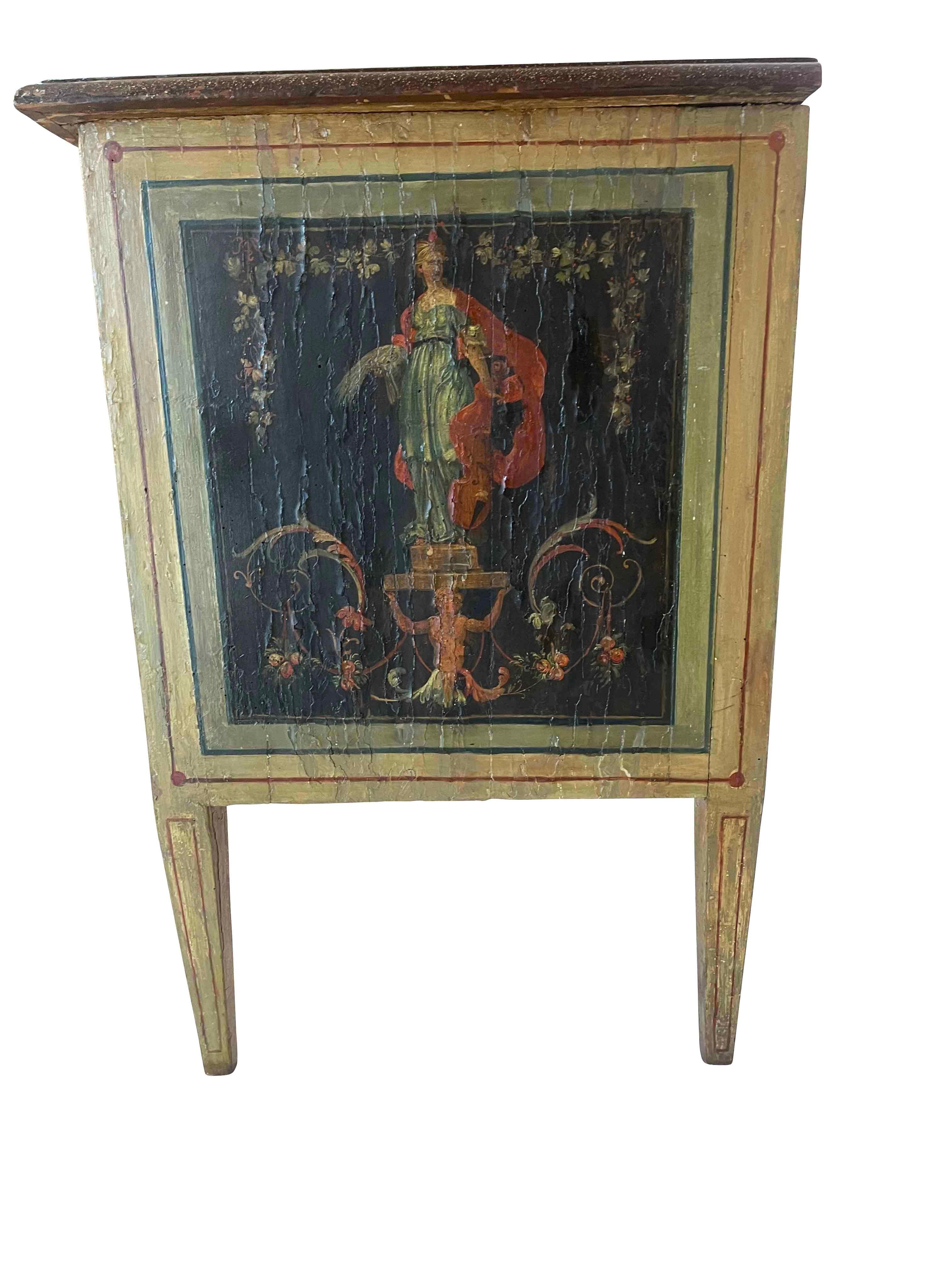18th Century Italian Neoclassical Paint Decorated Commode  For Sale 2