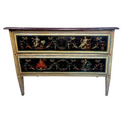 Commode italienne néoclassique peinte du 18ème siècle