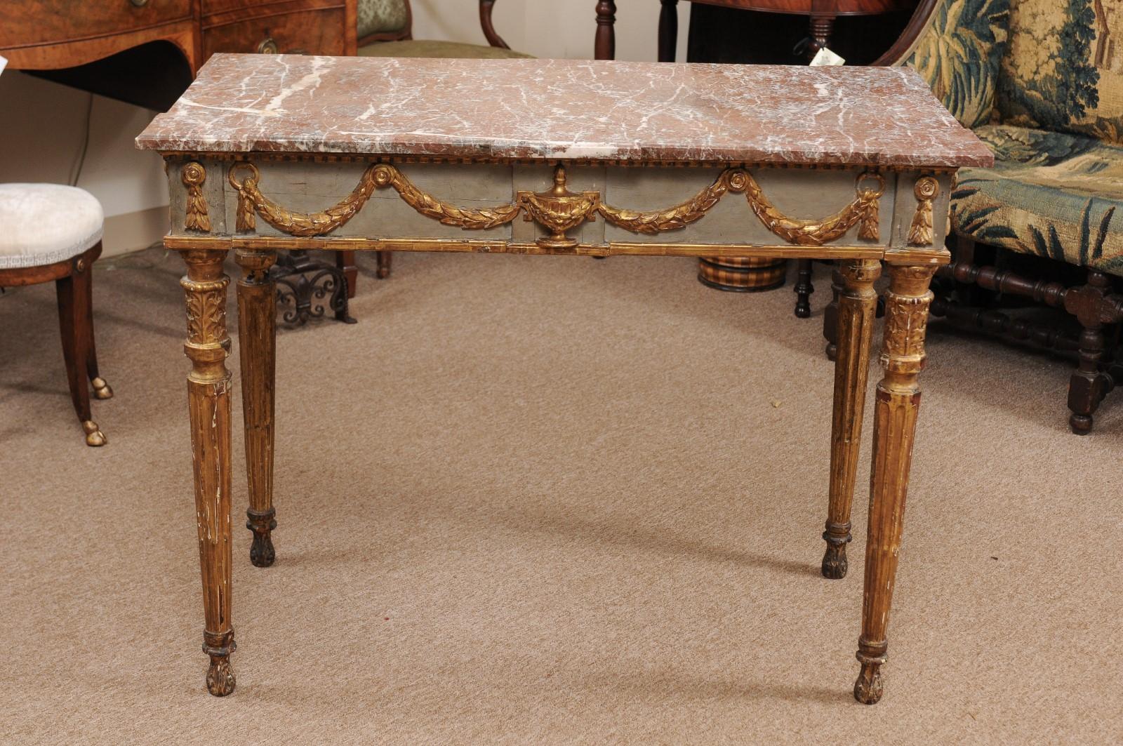 18th Century Italian Neoclassical Painted and Parcel-Gilt Center/Console Table 6
