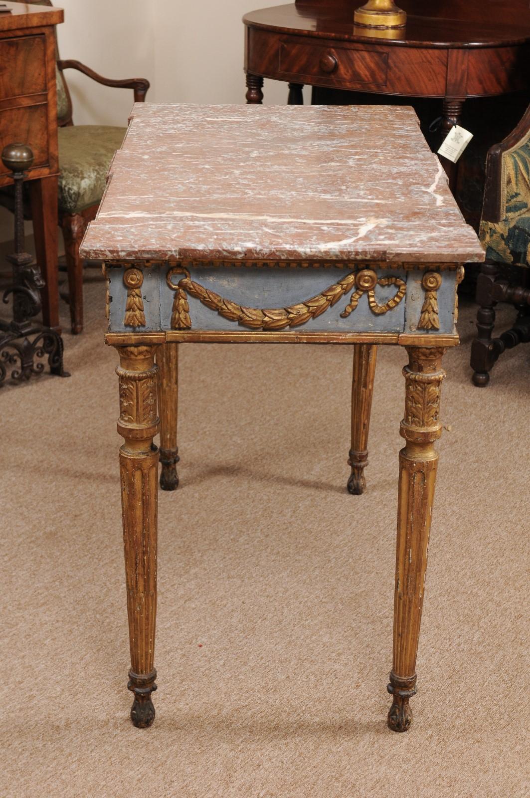18th Century Italian Neoclassical Painted and Parcel-Gilt Center/Console Table 7