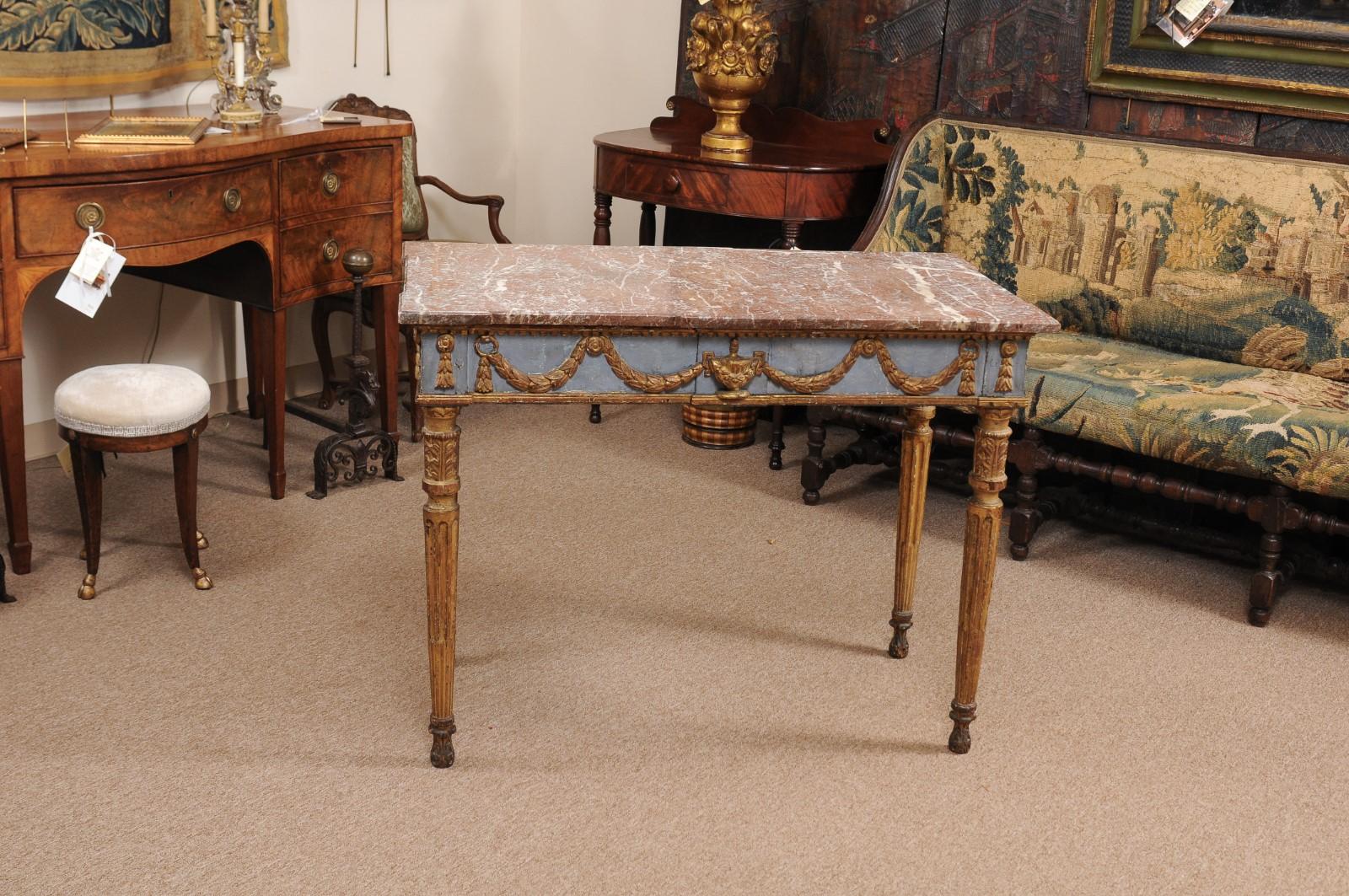 18th Century Italian Neoclassical Painted and Parcel-Gilt Center/Console Table In Good Condition In Atlanta, GA
