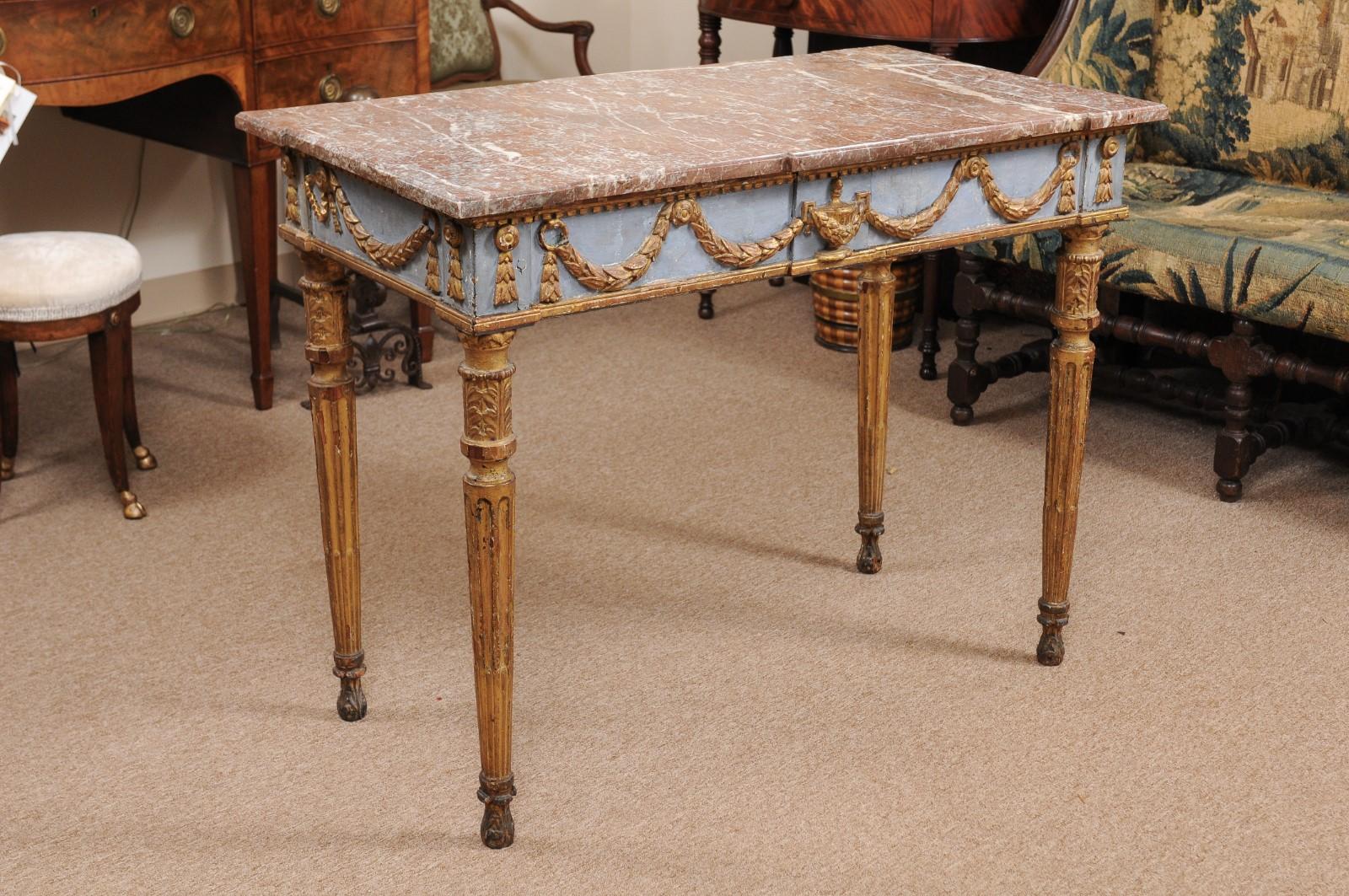 18th Century Italian Neoclassical Painted and Parcel-Gilt Center/Console Table 1