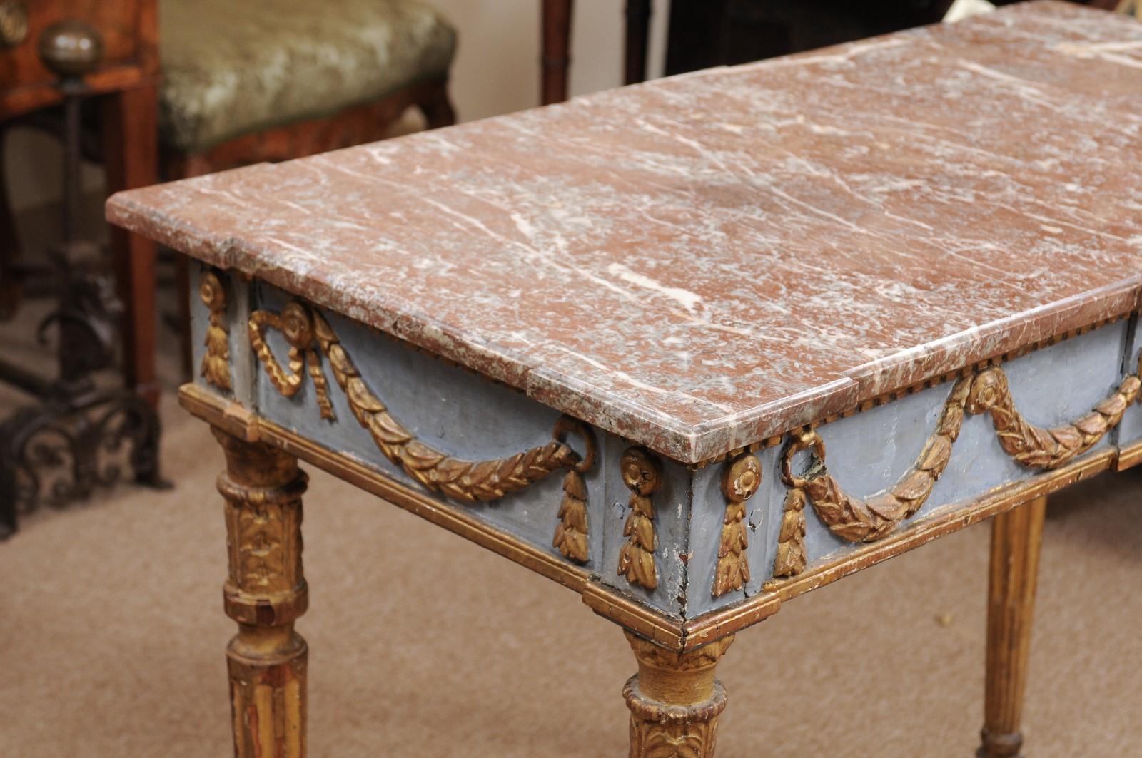 18th Century Italian Neoclassical Painted and Parcel-Gilt Center/Console Table 2