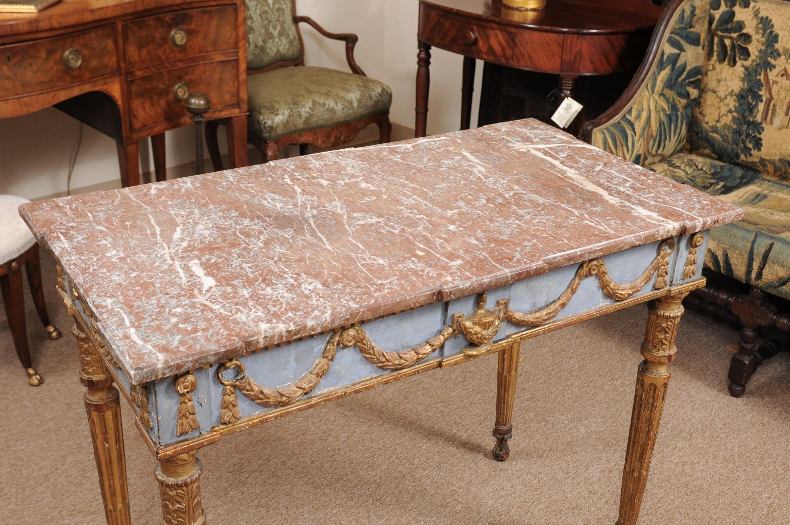 18th Century Italian Neoclassical Painted and Parcel-Gilt Center/Console Table 3