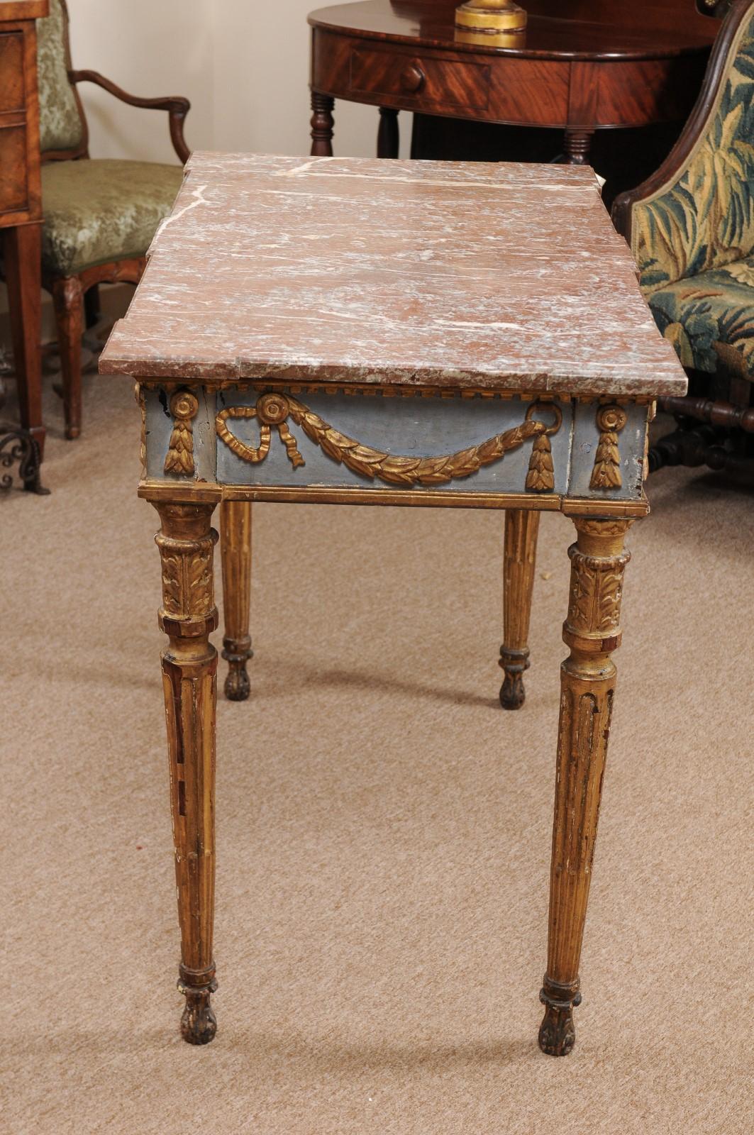 18th Century Italian Neoclassical Painted and Parcel-Gilt Center/Console Table 4
