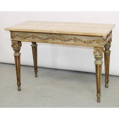 18th Century Italian Neoclassical Painted and Parcel-Gilt Console With Marble To