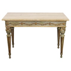 18th Century Italian Neoclassical Painted and Parcel-Gilt Console With Marble To