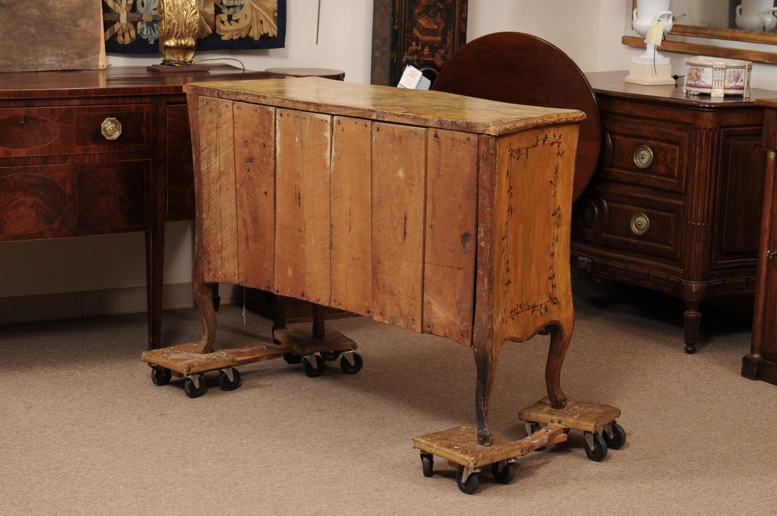 18th Century Italian Neoclassical Painted Commode with 2 Drawers & Ivy Detail For Sale 3