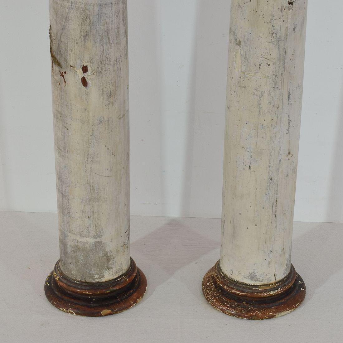 18th Century Italian Neoclassical Painted Wooden Columns In Fair Condition In Buisson, FR