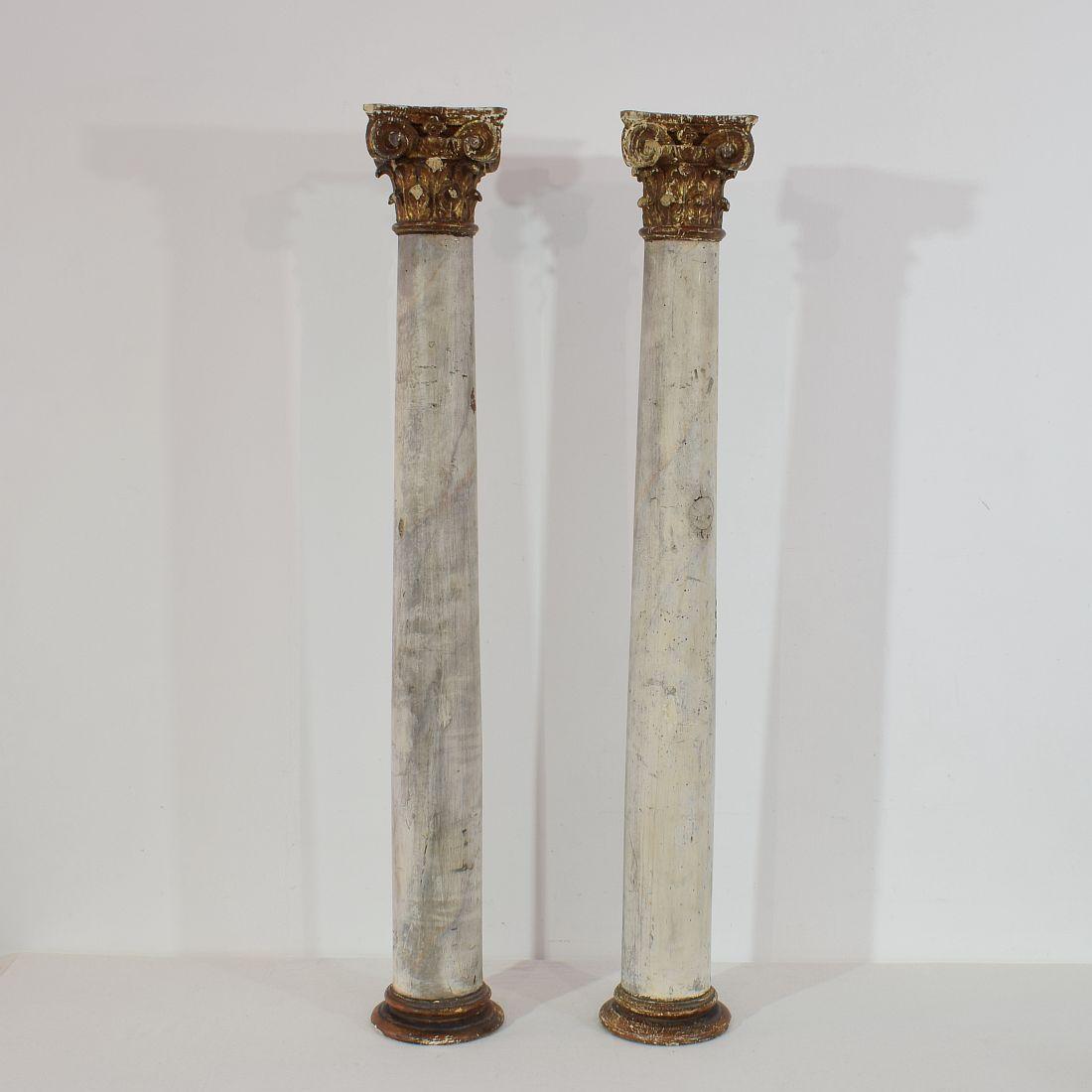 18th Century Italian Neoclassical Painted Wooden Columns 1