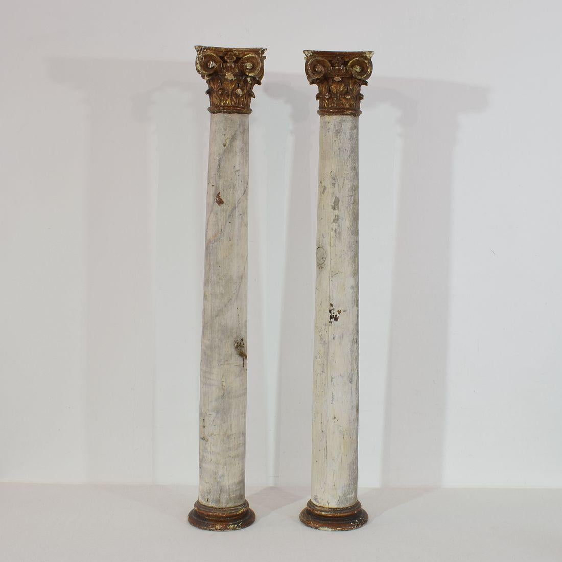18th Century Italian Neoclassical Painted Wooden Columns 2