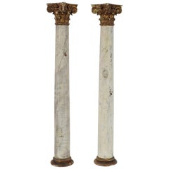 18th Century Italian Neoclassical Painted Wooden Columns