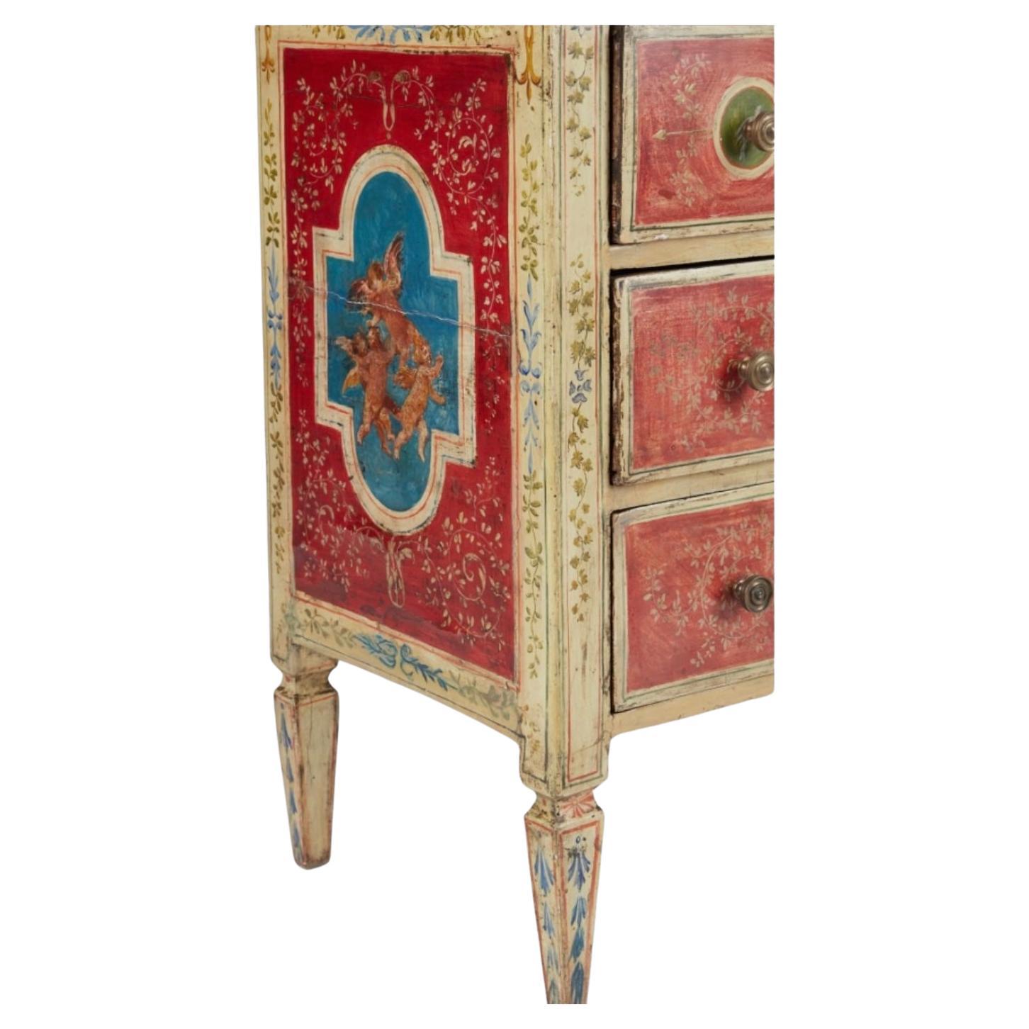 18th Century Italian Neoclassical Polychrome Decorated Commode For Sale 2