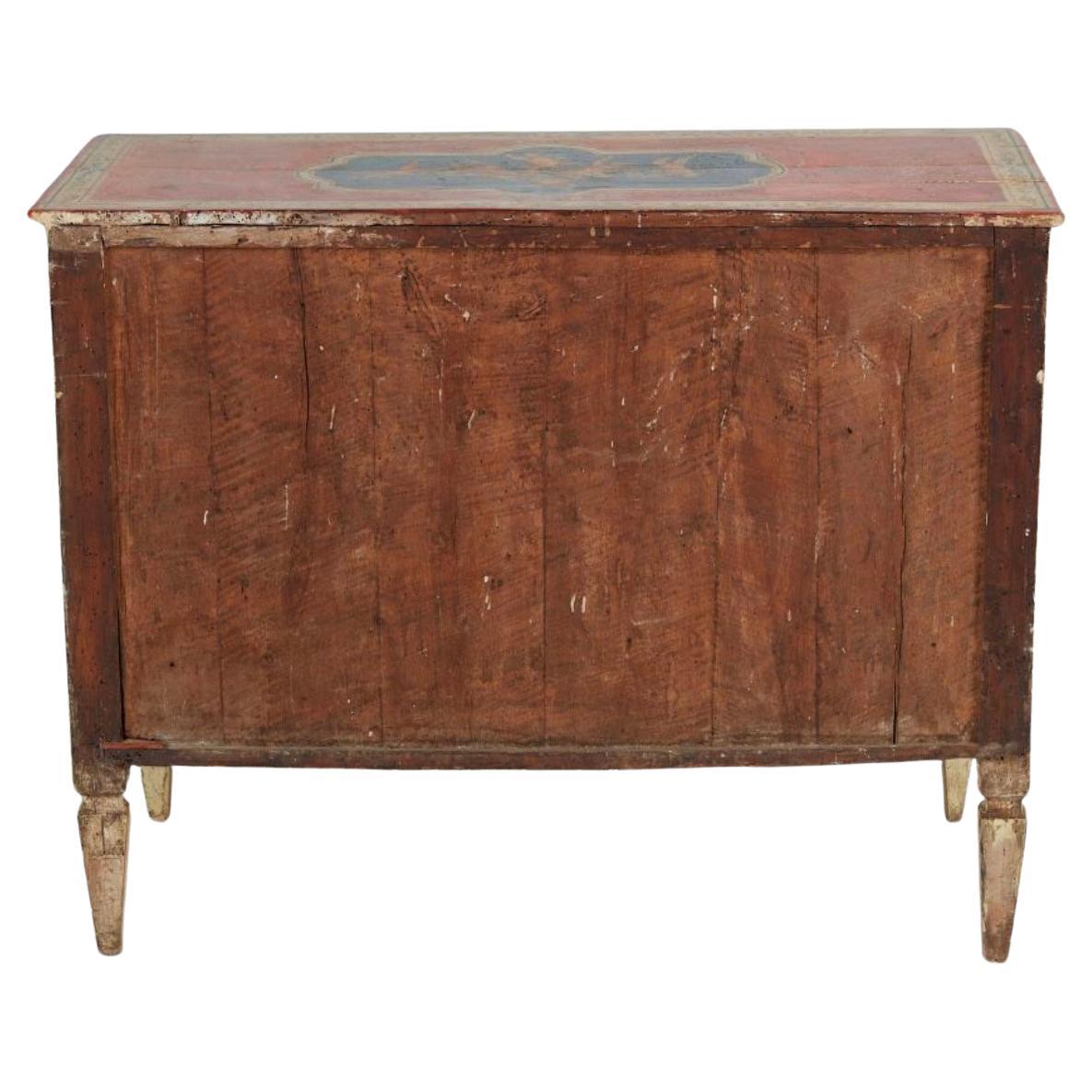 18th Century Italian Neoclassical Polychrome Decorated Commode For Sale 3