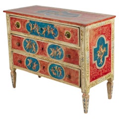 18th Century Italian Neoclassical Polychrome Decorated Commode