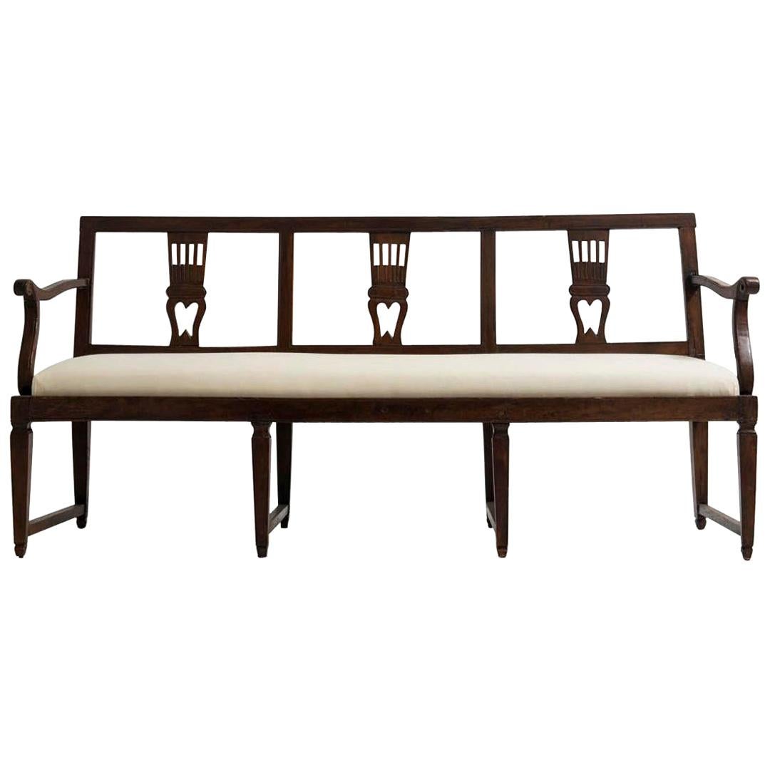 18th Century Italian Neoclassical Walnut Bench