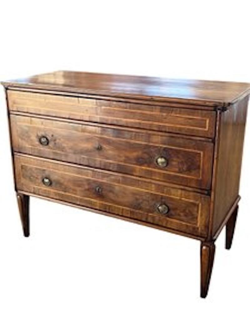 18th Century Italian Neoclassical Walnut Commode with Inlay and Burl Veneer 10