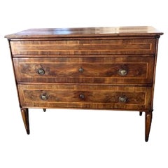 18th Century Italian Neoclassical Walnut Commode with Inlay and Burl Veneer