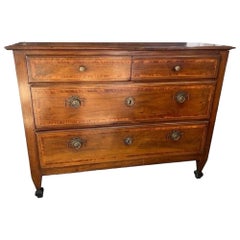 18th Century Italian Neoclassical Walnut Commode With Inlay