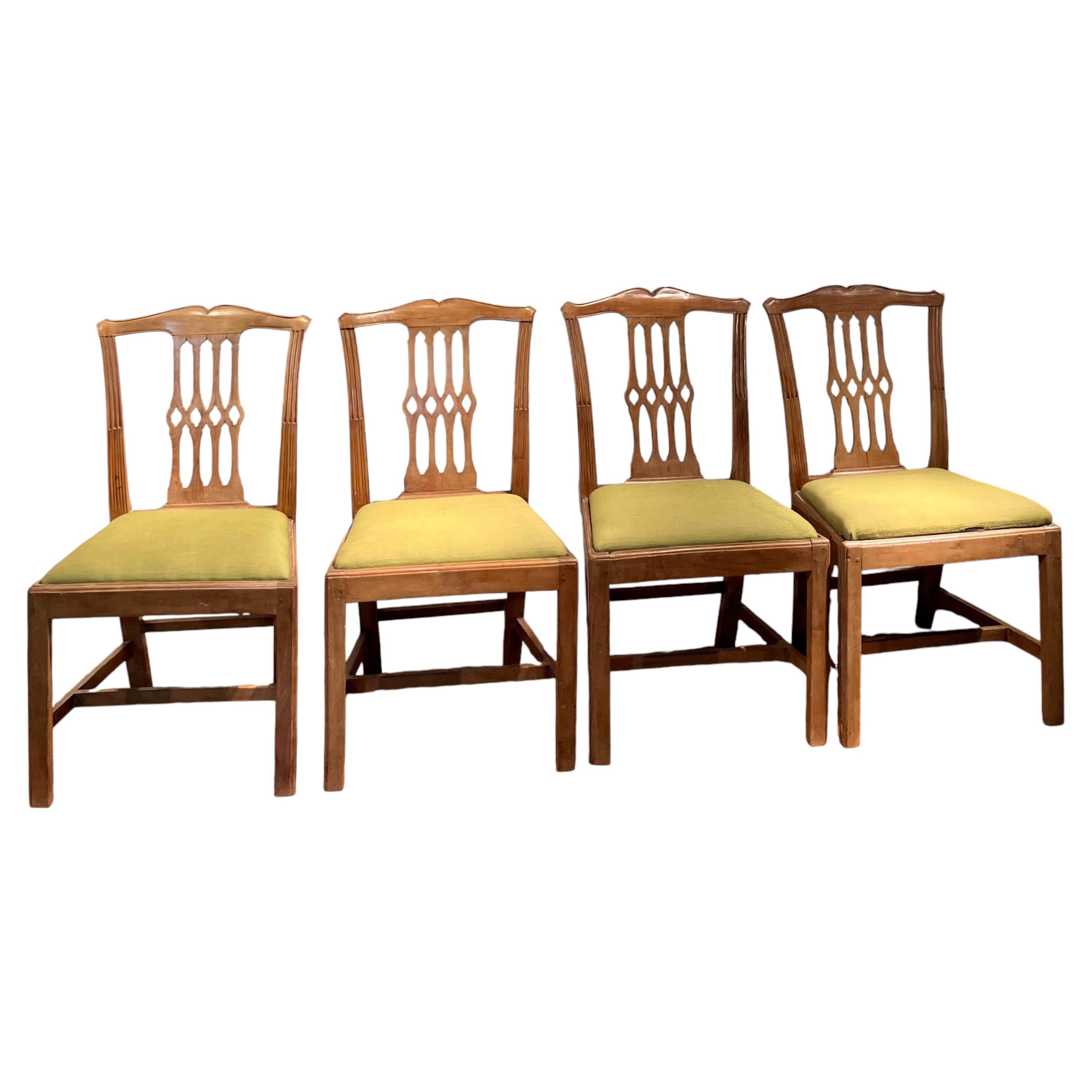 18th-Century Italian Neoclassical Walnut Dining Chairs, Tuscan Provenance For Sale