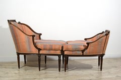 18th Century, Italian Neoclassical Walnut Wood Duchesse Brisée Armchair