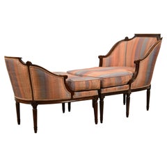 Antique 18th Century, Italian Neoclassical Walnut Wood Duchesse Brisée Armchair