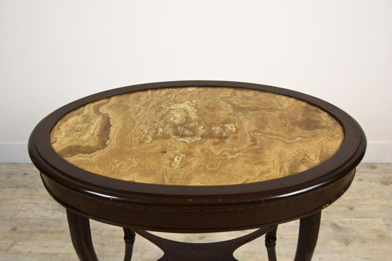 18th Century, Italian Neoclassical Wood Coffee Table with Alabaster Oval Top For Sale 8