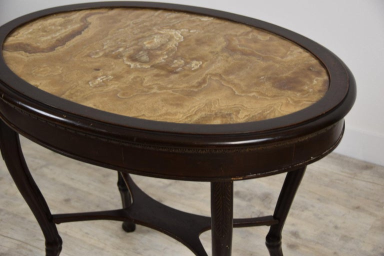 18th Century, Italian Neoclassical Wood Coffee Table with Alabaster Oval Top For Sale 15