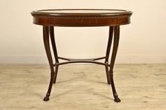 18th Century, Italian Neoclassical Wood Coffee Table with Alabaster Oval Top