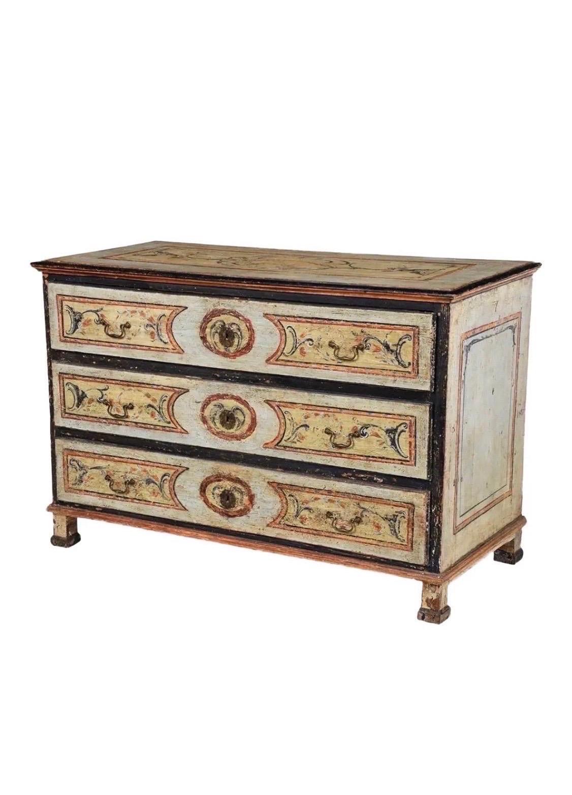 18th Century Italian Neoclassical
Polychrome Painted Commode For Sale 2