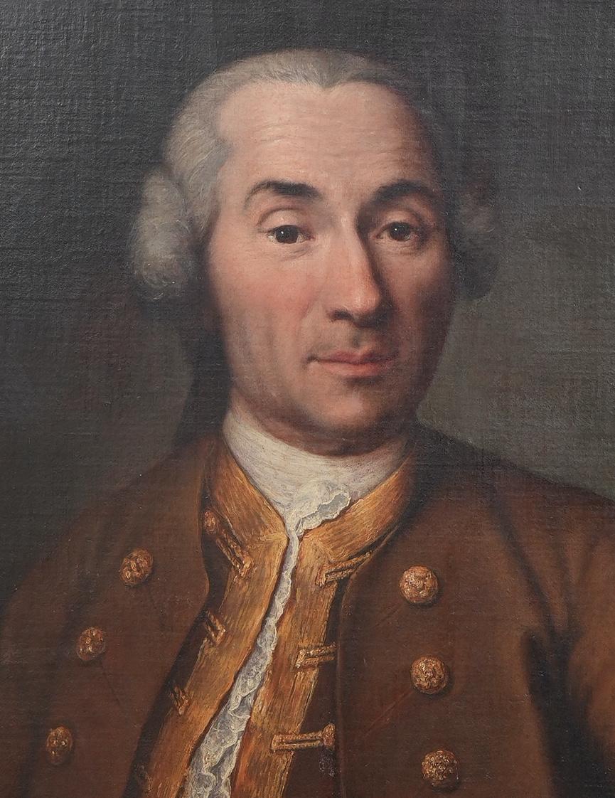 Painted  18th Century Italian Nobleman Portrait Oil On Canvas For Sale