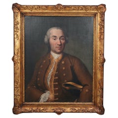 Antique  18th Century Italian Nobleman Portrait Oil On Canvas