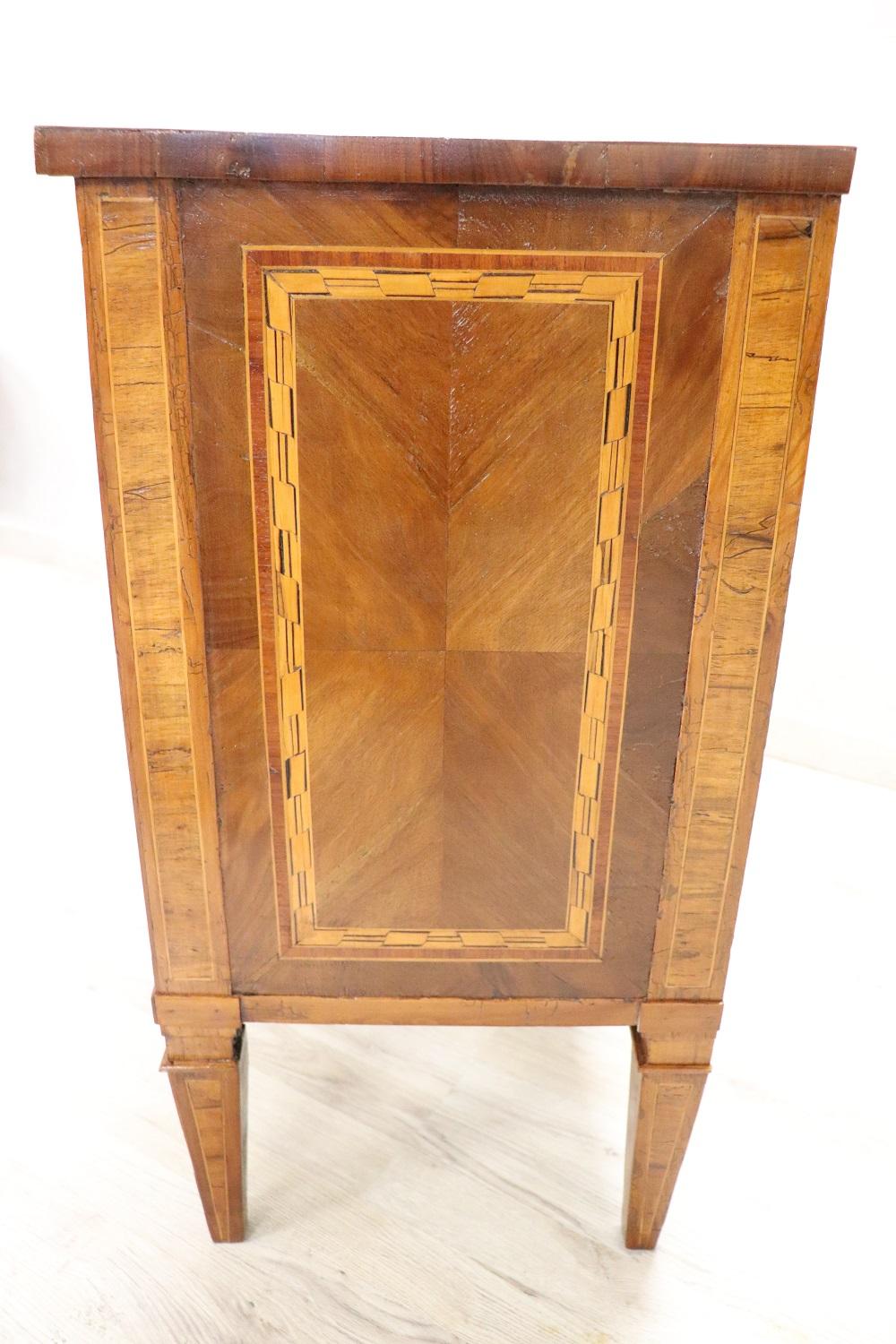 Late 18th Century 18th Century Italian of the Period Louis XVI Inlaid Walnut Large Nightstand