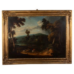 18th Century Italian Oil on Canvas of a Hunting Scene