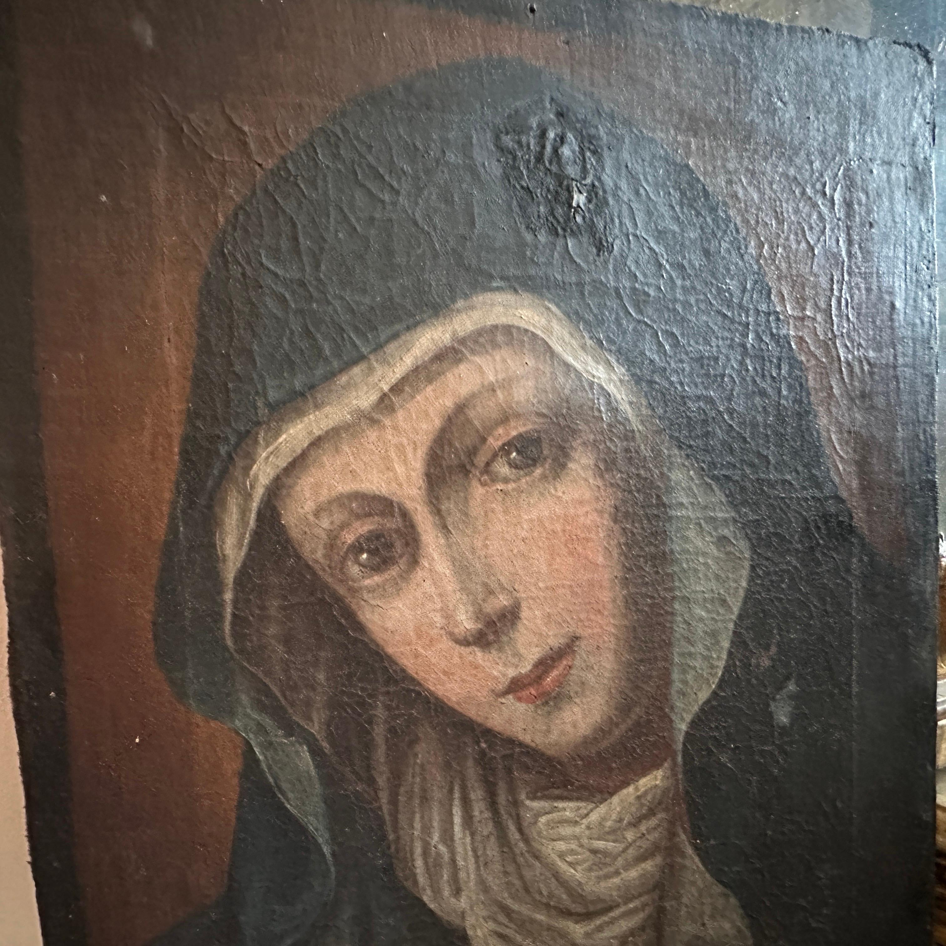 18th Century Italian Oil on Canvas Painting of Madonna Addolorata 1