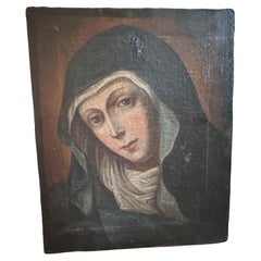 18th Century Italian Oil on Canvas Painting of Madonna Addolorata