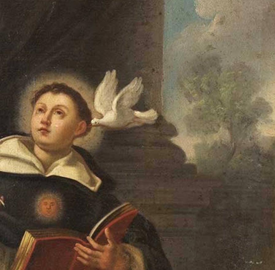 18th Century and Earlier 18th Century Italian Oil on Canvas Painting Roman School of Saint Thomas Aquinas For Sale