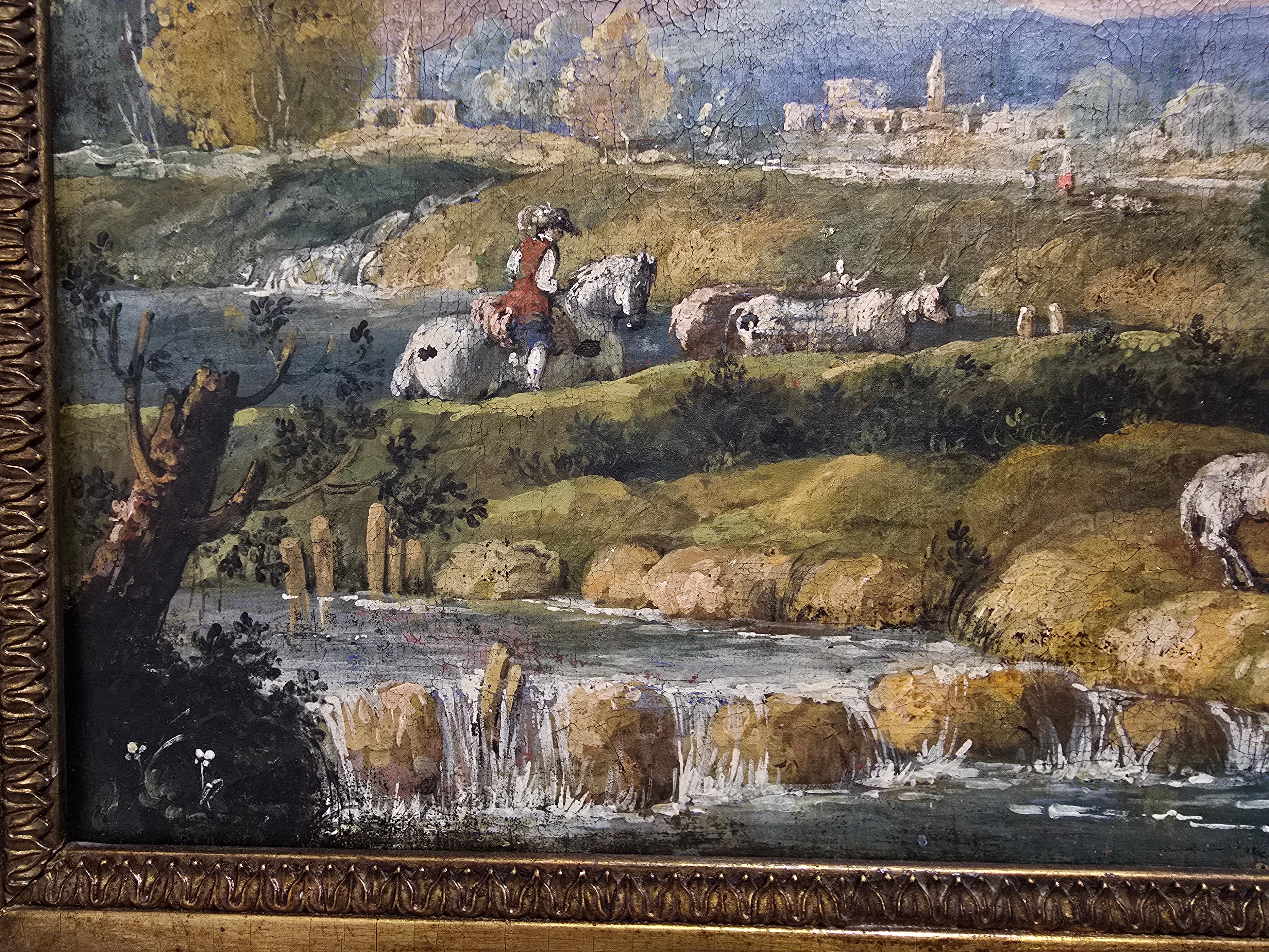 Huile sur toile italienne du XVIIIe siècle - Scène pastorale en vente 8