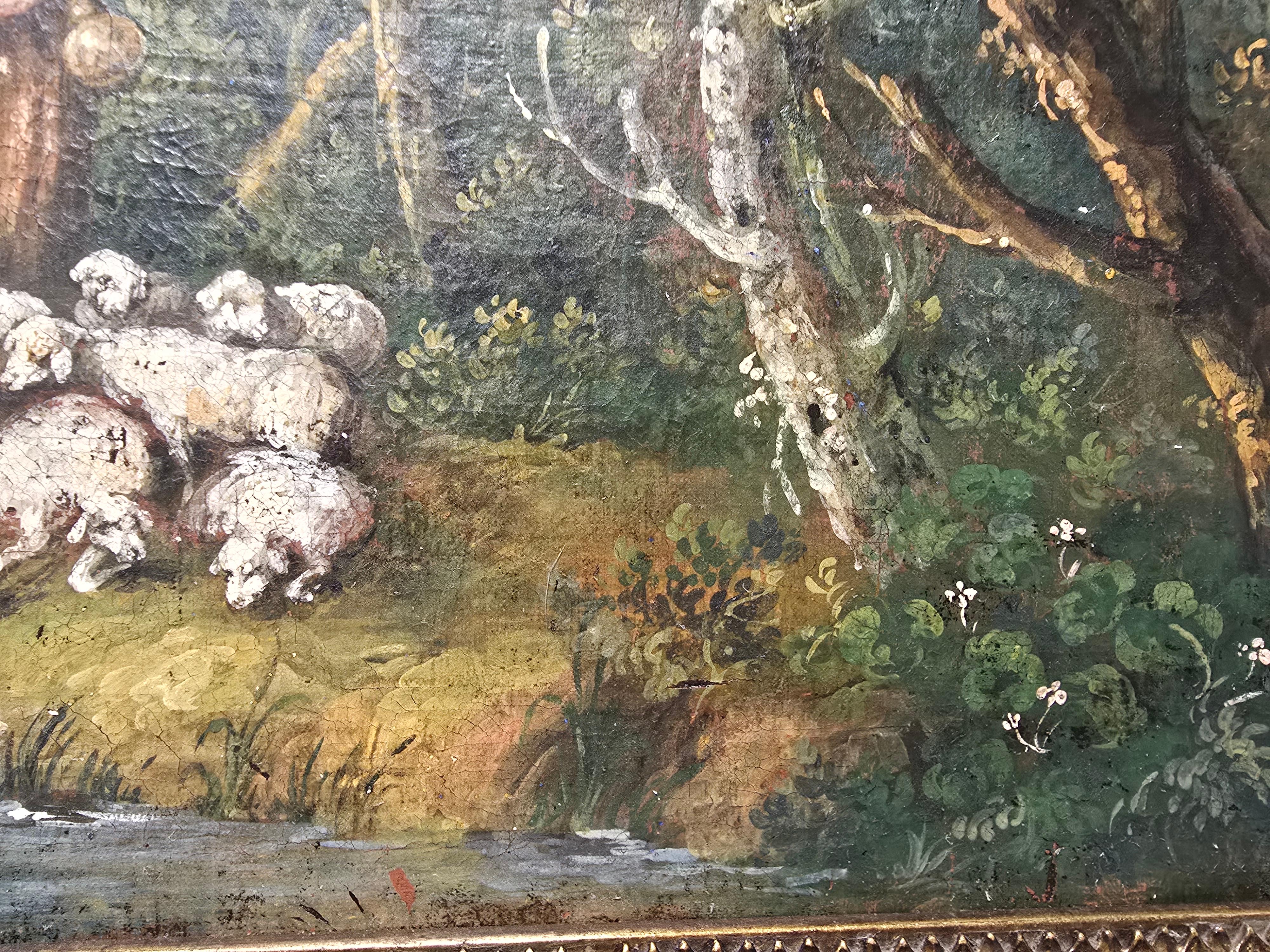 Huile sur toile italienne du XVIIIe siècle - Scène pastorale en vente 10