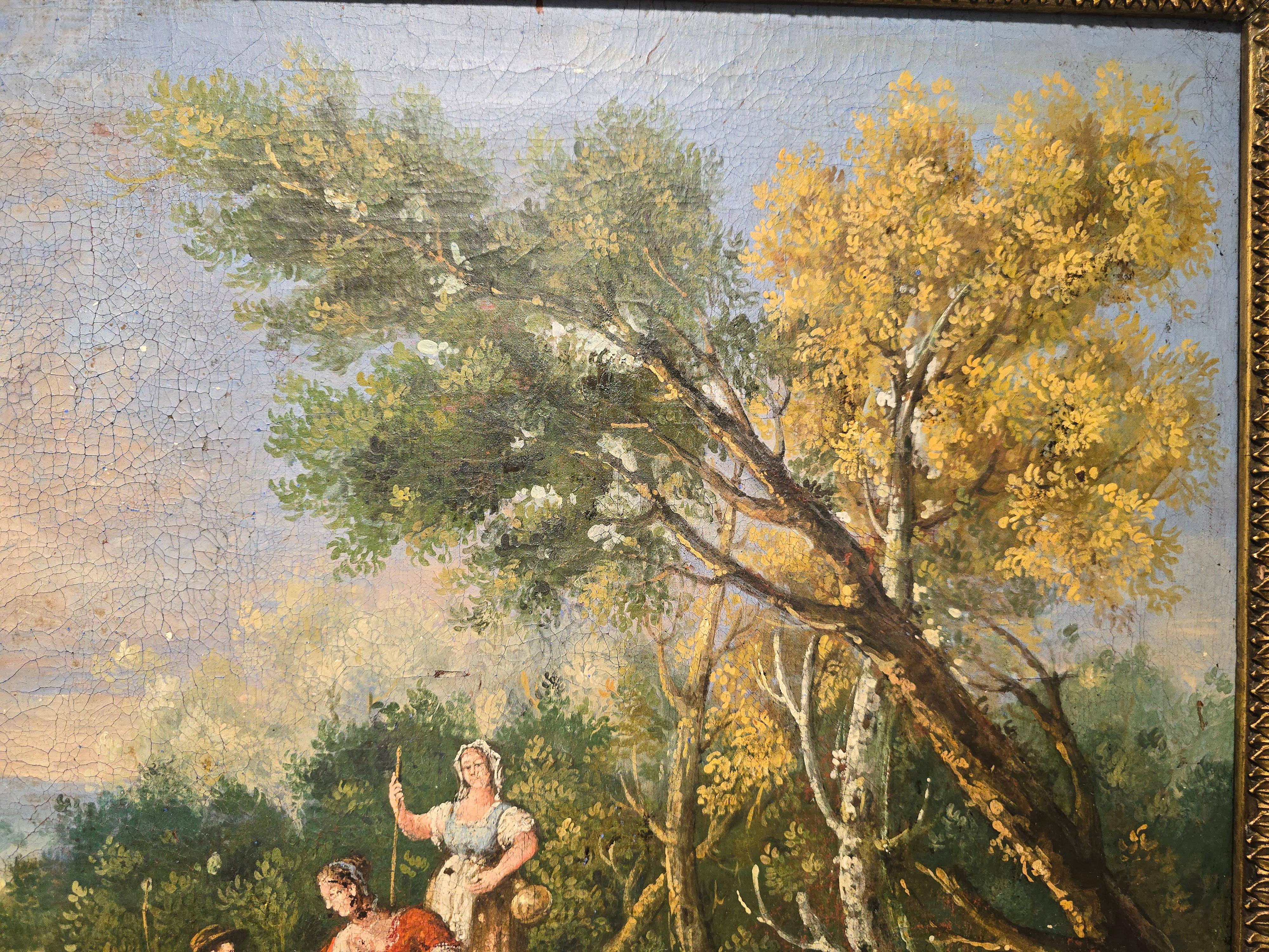 Huile sur toile italienne du XVIIIe siècle - Scène pastorale en vente 11