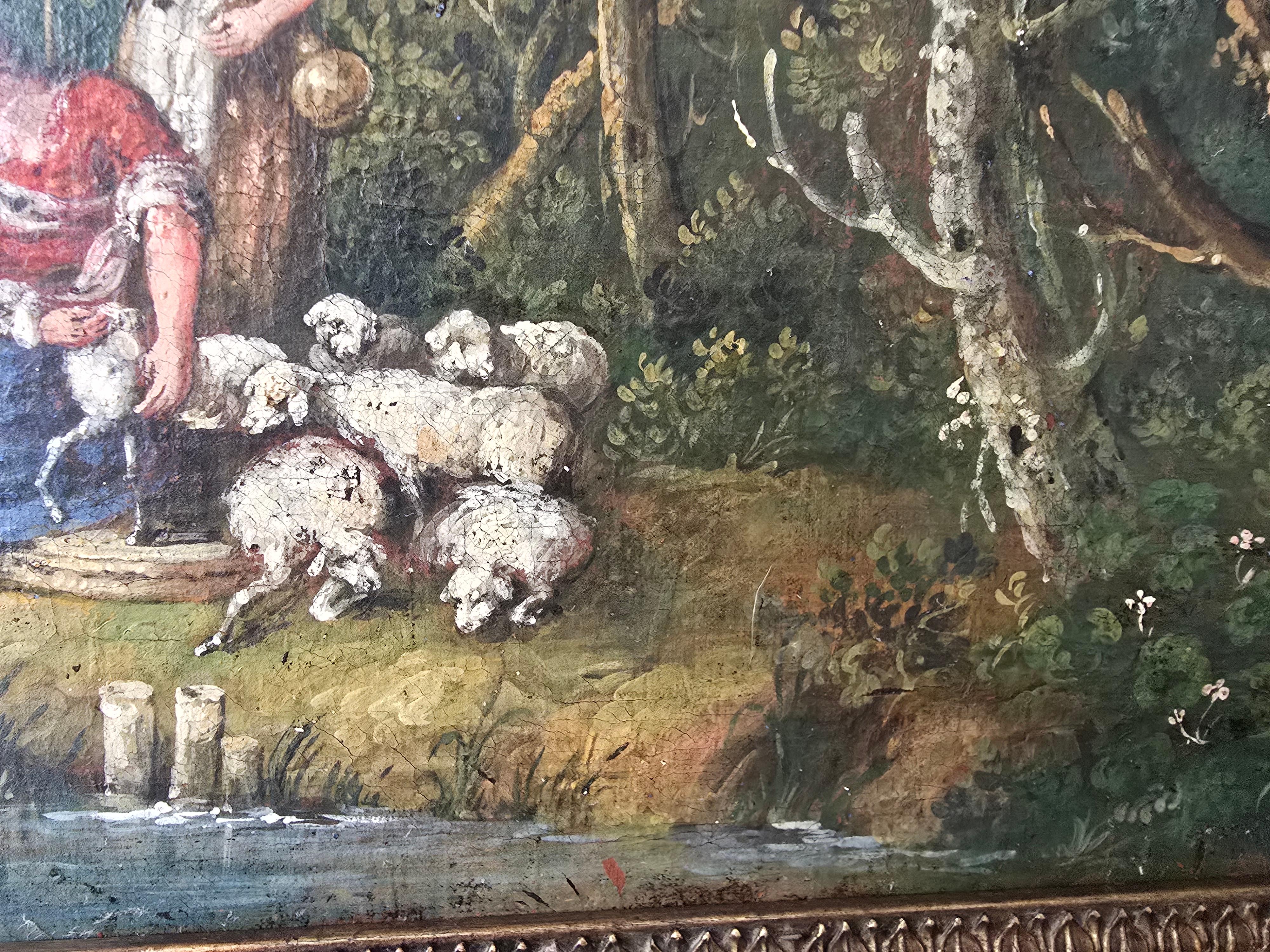 Huile sur toile italienne du XVIIIe siècle - Scène pastorale en vente 1