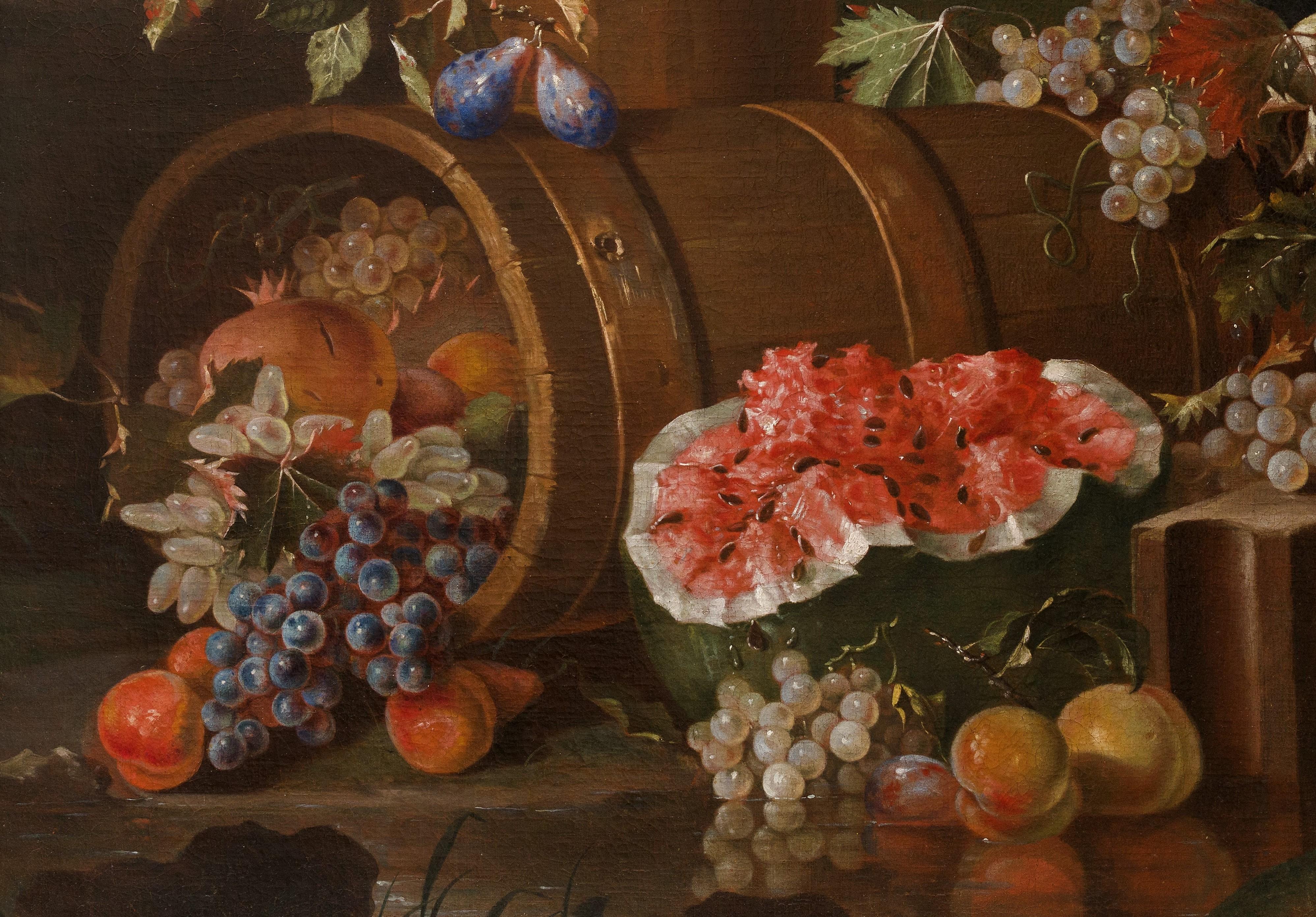 Italienisches Stillleben aus dem 18. Jahrhundert, Öl auf Leinwand, Stillleben von Pietro Navarra (Barock) im Angebot